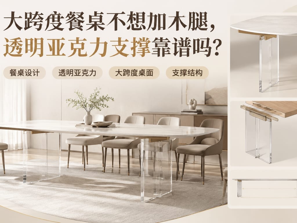大跨度餐桌不想加木腿,透明亚克力支撑靠谱吗?