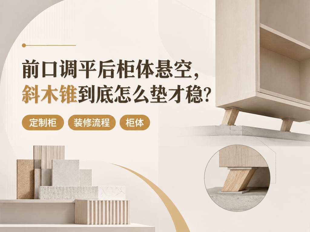 前口调平后柜体悬空，斜木锥到底怎么垫才稳？