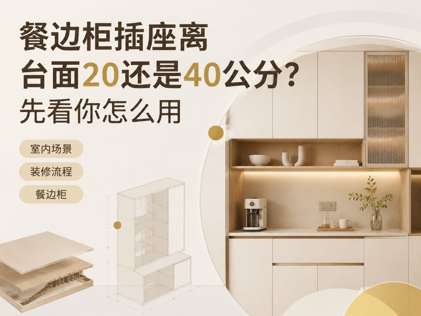 餐边柜插座离台面20还是40公分?先看你怎么用