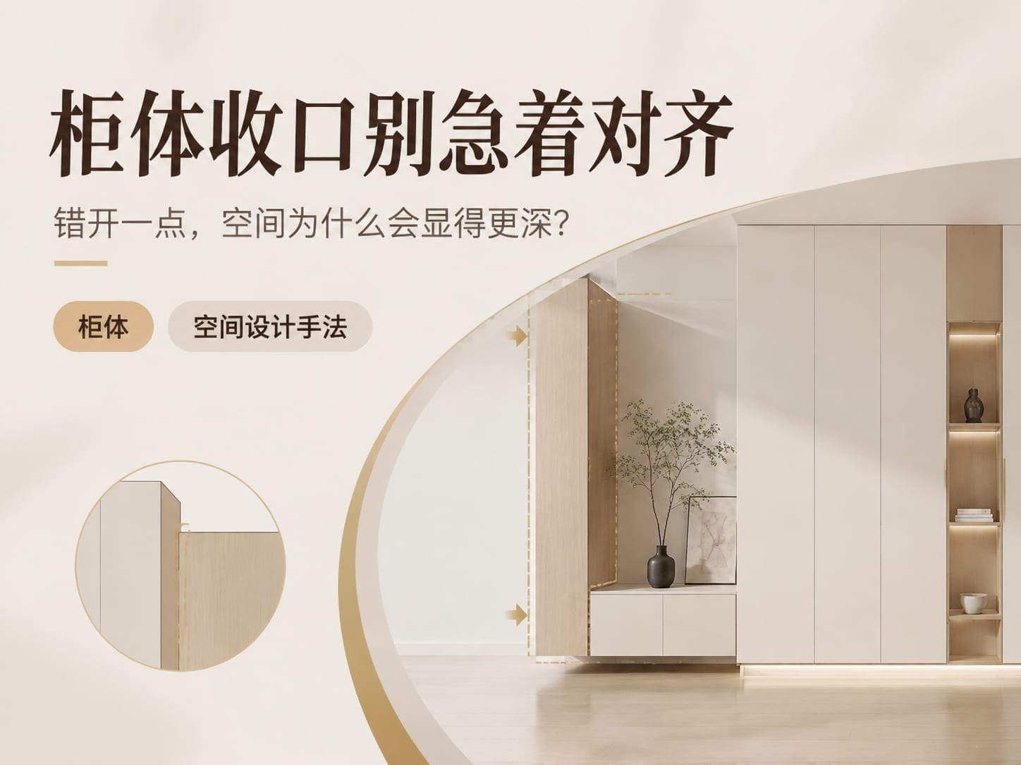 柜体收口别急着对齐：错开一点，空间为什么会显得更深？