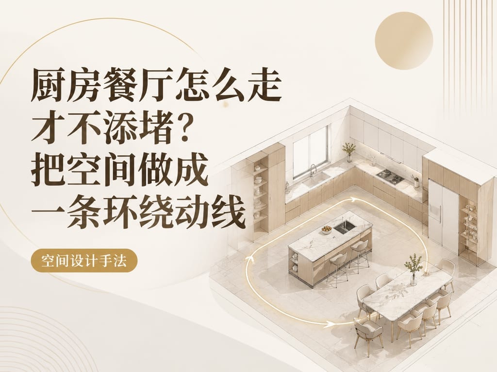厨房餐厅怎么走才不添堵？把空间做成一条环绕动线