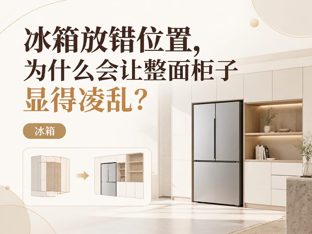 冰箱放错位置，为什么会让整面柜子显得凌乱？