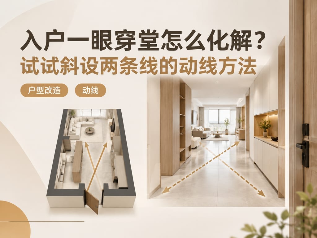 入户一眼穿堂怎么化解？试试斜设两条线的动线方法