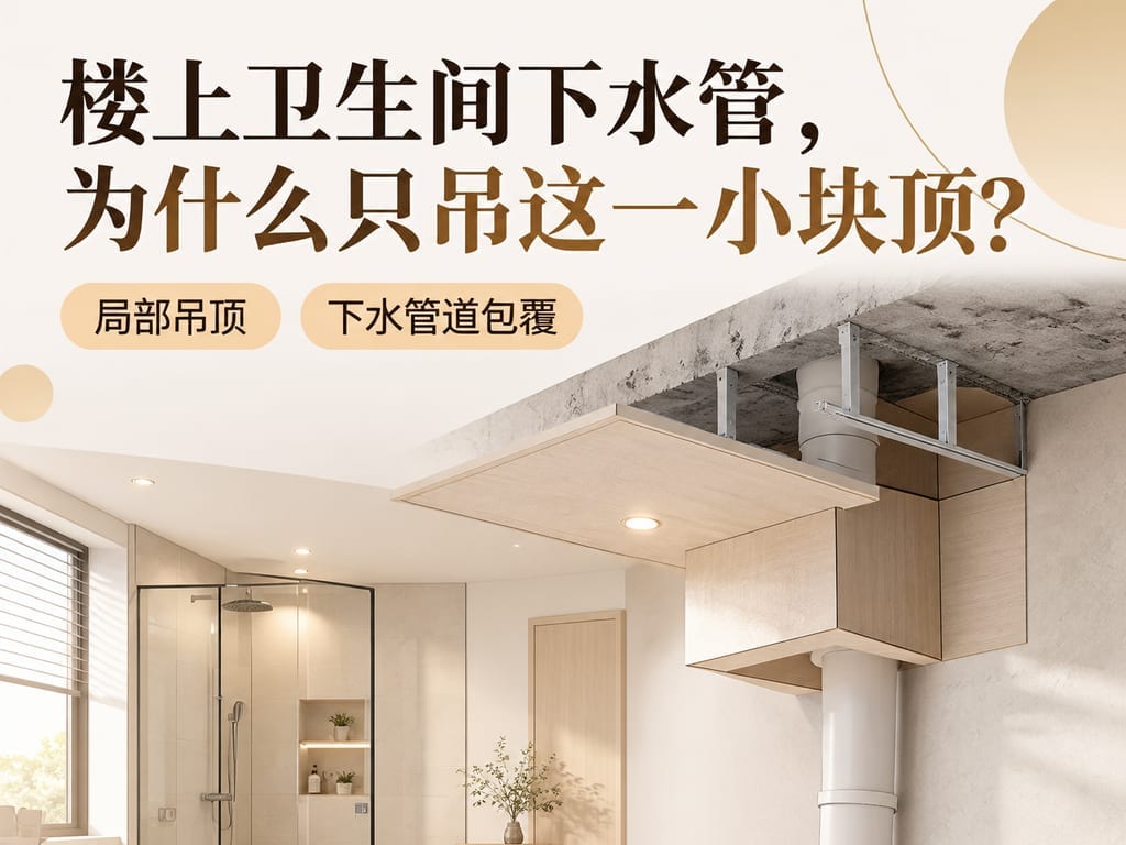 楼上卫生间下水管,为什么只吊这一小块顶?