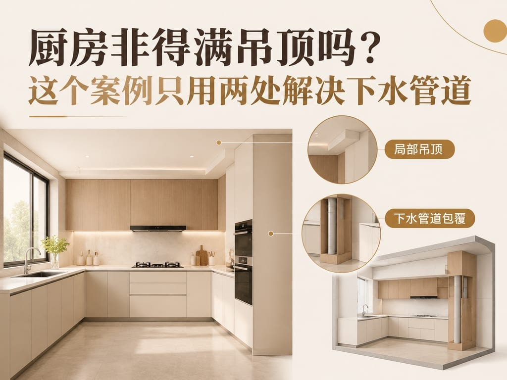 厨房非得满吊顶吗？这个案例只用两处解决下水管道