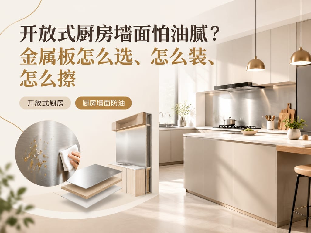 开放式厨房墙面怕油腻?金属板怎么选、怎么装、怎么擦