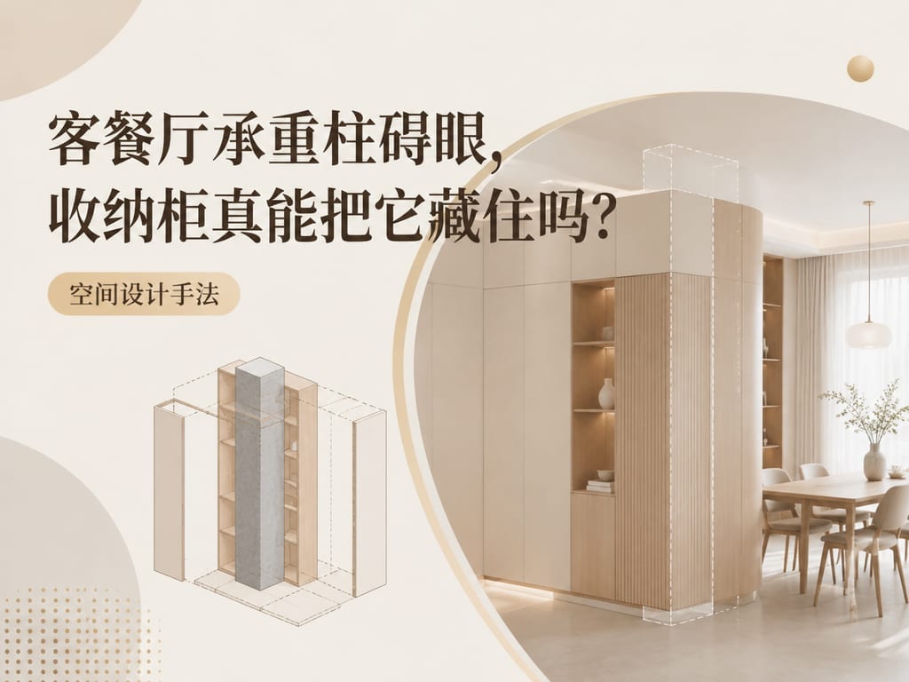 客餐厅承重柱碍眼，收纳柜真能把它藏住吗？