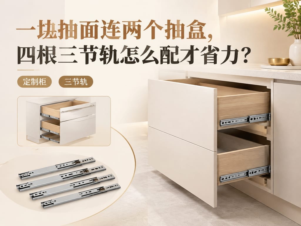 一块抽面连两个抽盒，四根三节轨怎么配才省力？