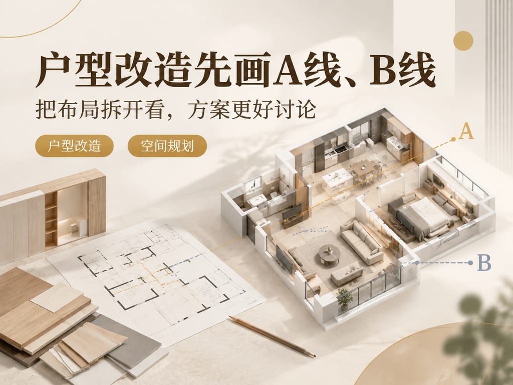 户型改造先画A线、B线:把布局拆开看,方案更好讨论