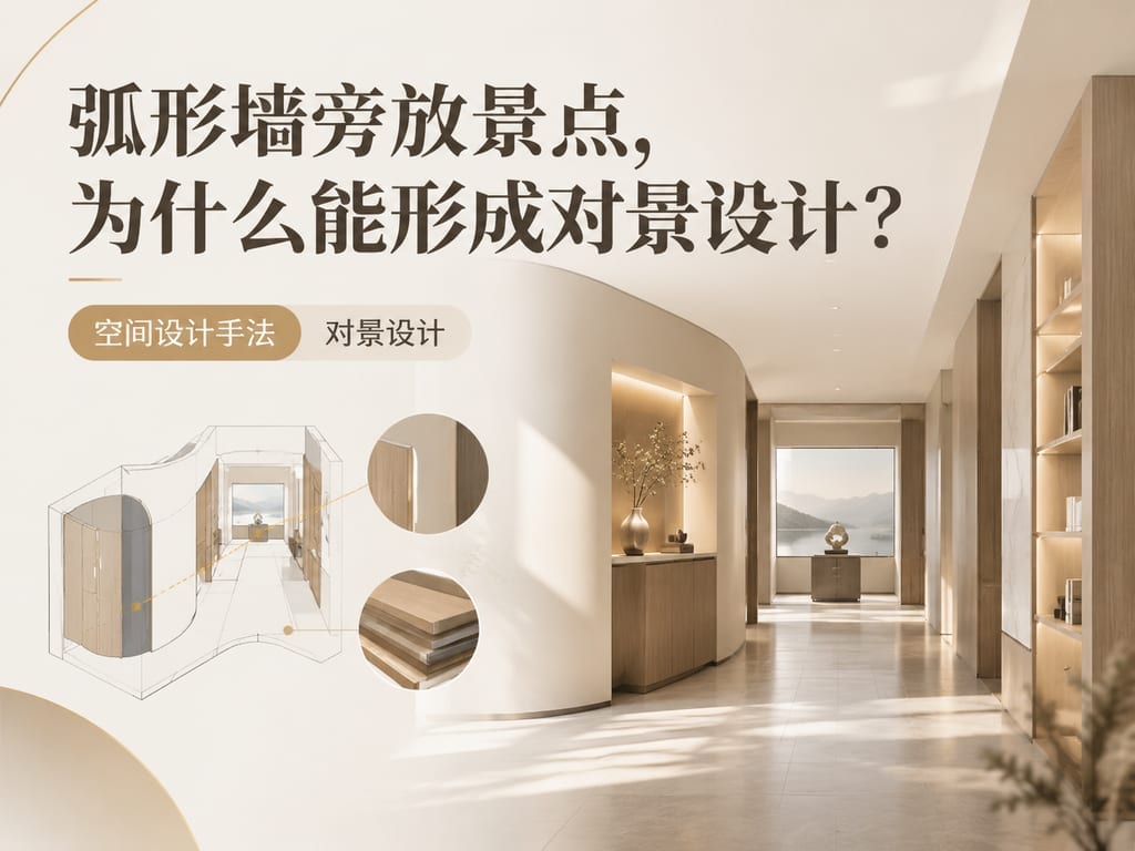 弧形墙旁放景点,为什么能形成对景设计?