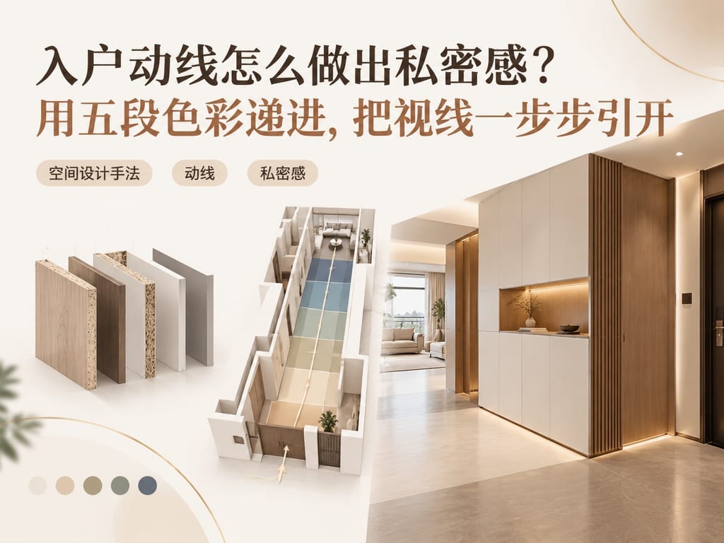 入户动线怎么做出私密感?用五段色彩递进,把视线一步步引开