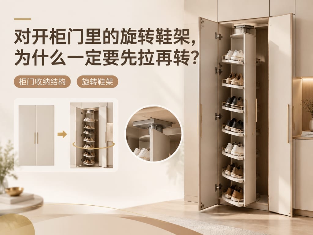 对开柜门里的旋转鞋架，为什么一定要先拉再转？