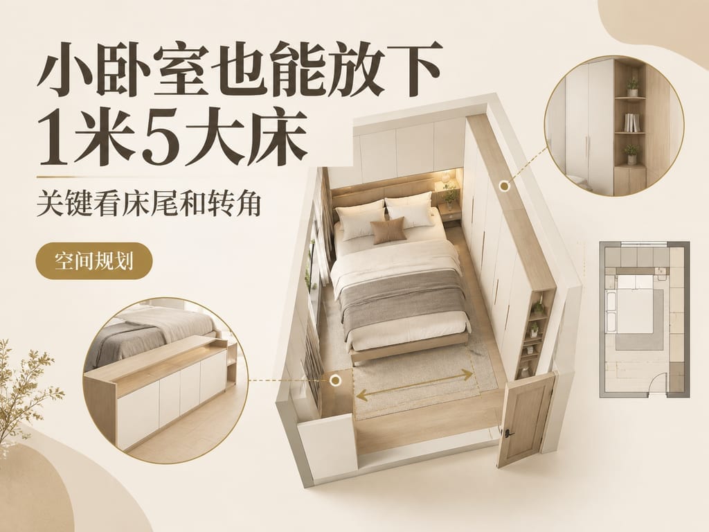 小卧室也能放下1米5大床:关键看床尾和转角