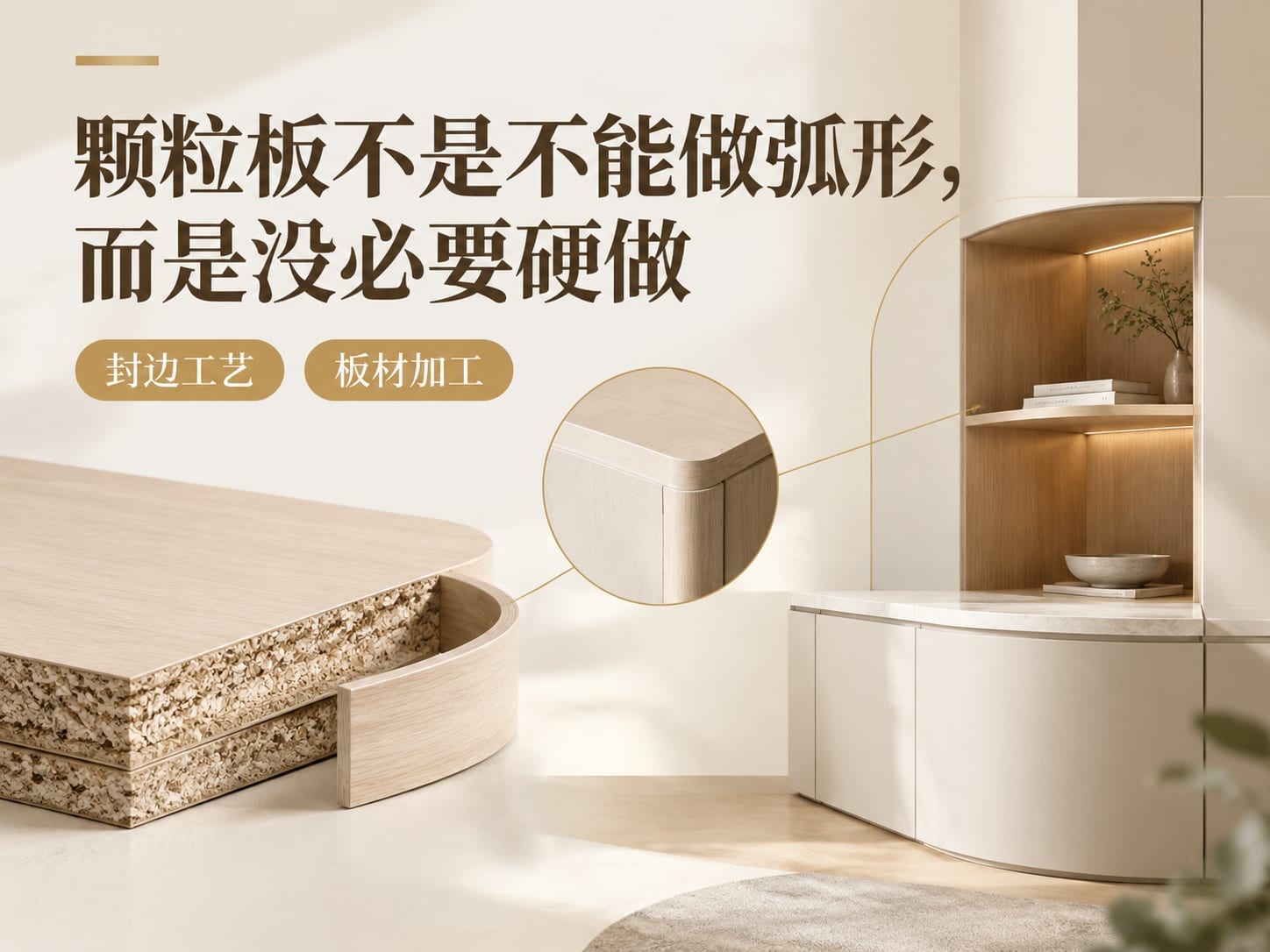 颗粒板不是不能做弧形,而是没必要硬做