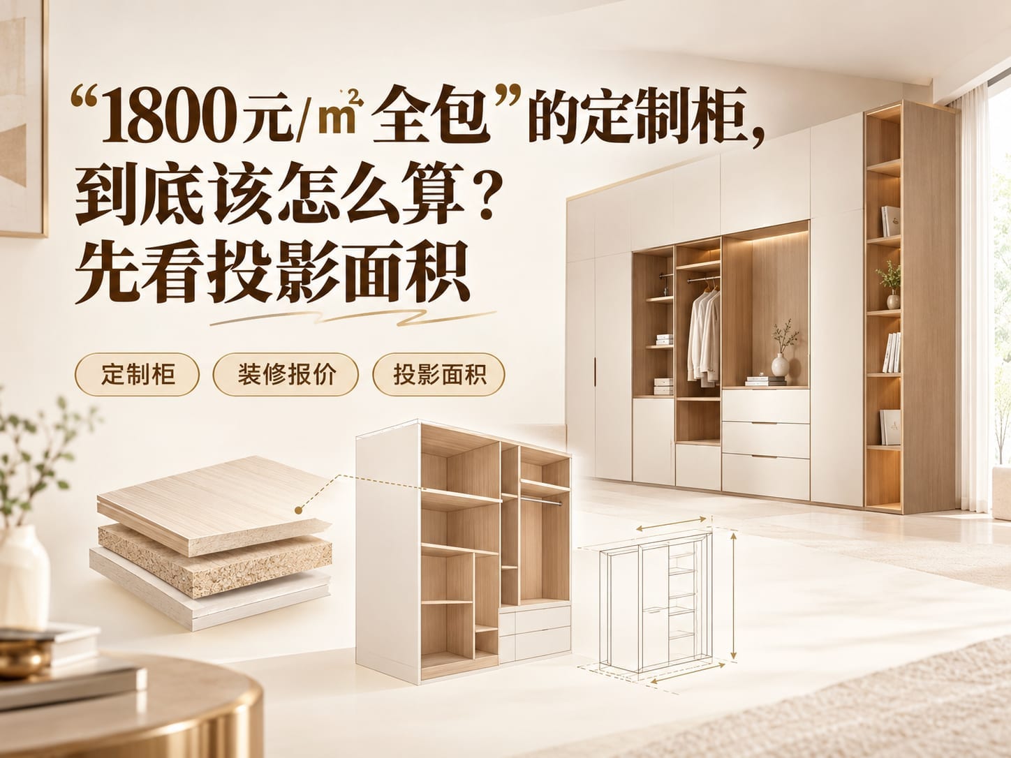 “1800元/㎡全包”的定制柜，到底该怎么算？先看投影面积